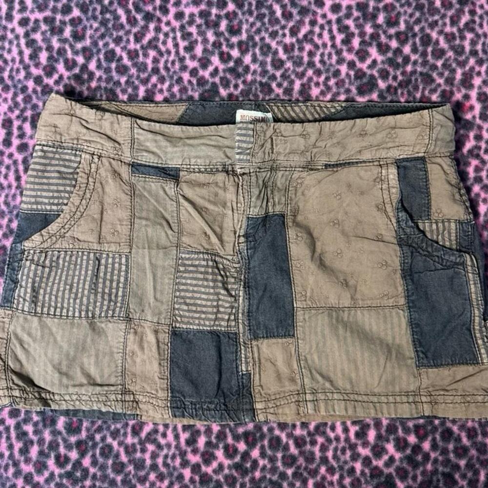 Y2K Vintage Mossimo Supply Low Rise Micro Mini Patchwork Skirt